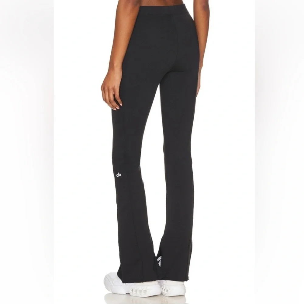 Alo Yoga Zip It Flare Leggings Pants High Waisted Black Small Paneled Athleisure